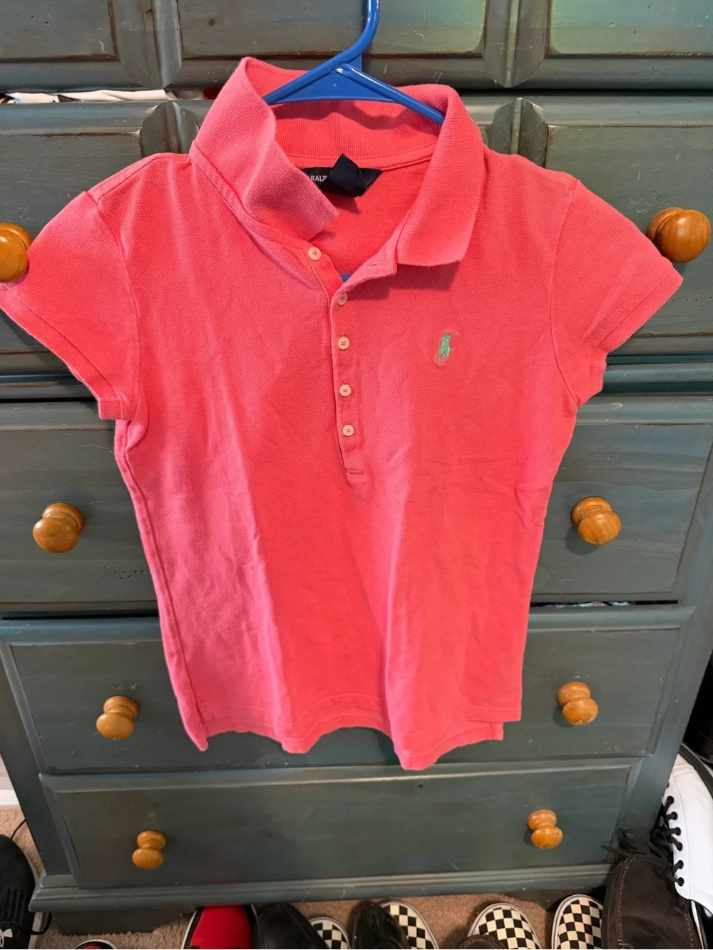 Ralph Lauren Coral Pink Girls Polo Shirt with Embroidered Pony